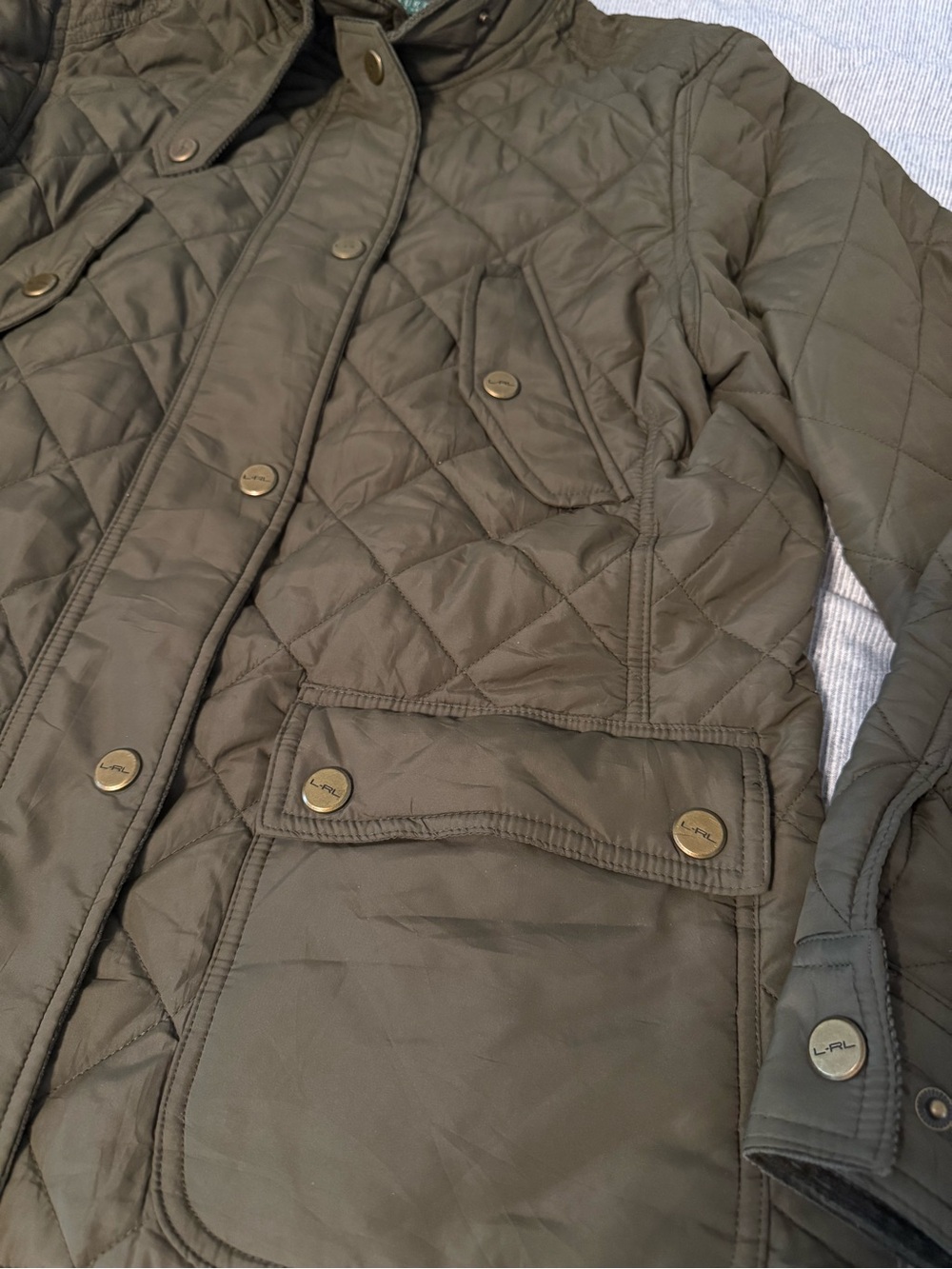Ralph Lauren Womens Quilted Jacket Equestrian Style Barn Coat Green Size XL - Picture 2 of 10